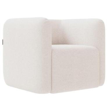 Imagem de Poltrona para Sala de Estar Decorativa Quadrada Maggie K04 Bouclê Bege