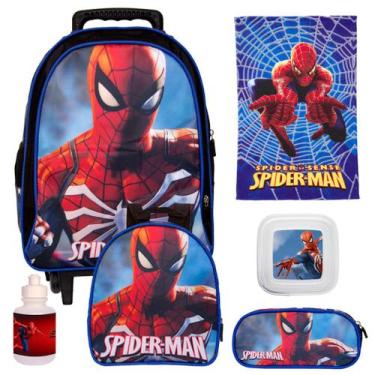 Imagem de Kit Mochila Escolar Juvenil Menino Homem Aranha + Itens - TOYS 2U