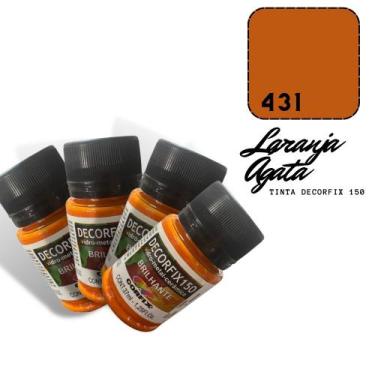 Imagem de 4 Tinta Decorfix 150 Brilhante 37ml 431 Laranja Agata Corfix