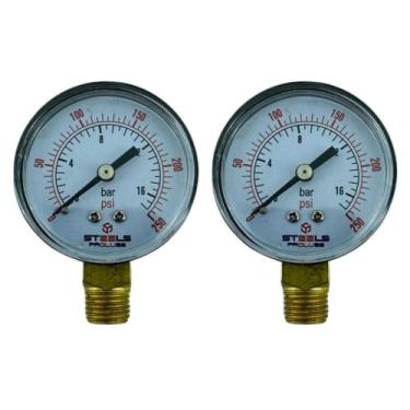 Imagem de Kit Manômetro Vertical Para Compressor 250 PSI 1/4 NPT 02 Un - Steels