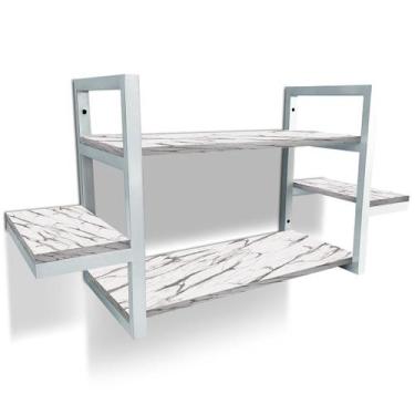 Imagem de Prateleira Dupla Cali Nicho De Parede Design Industrial Branca/Vulcano