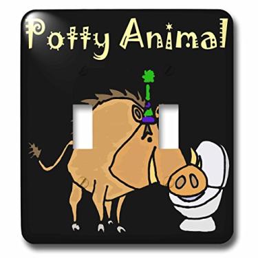 Imagem de 3dRose (lsp_254069_2) Interruptor duplo engraçado Warthog beber do vaso sanitário em chapéu de festa é um animal potty