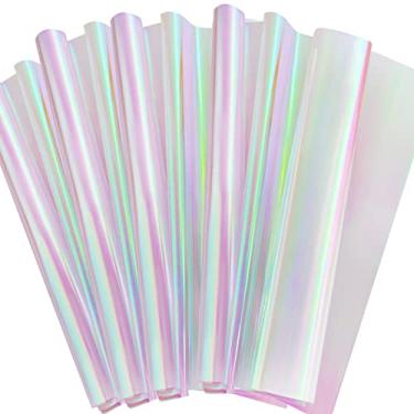 Imagem de Outus Rolo de celofane iridescente Papel de embrulho iridescente Envoltório de celofane para cestas de presente Filme iridescente para embrulho DIY Suprimentos de Decoração de Chá de Bebê (Rosa, 100 x 1000 cm)