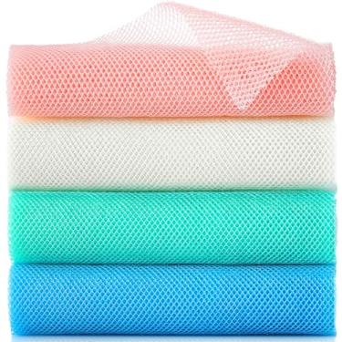 Imagem de 4 peças de rede esfoliante africana, esponja de rede africana longa, pano de rede africana de nylon, pano esfoliante, esfregões corporais para uso no chuveiro, esfoliantes de pele para banho