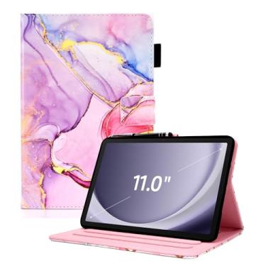 Imagem de DTangLsm Capa para Samsung Galaxy Tab A9 Plus/A9+ 5G 11 polegadas 2023 (SM-X210/X216/X218) Capa com suporte inteligente de visualização em vários ângulos de couro PU com função despertar/hibernar