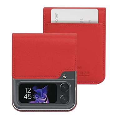 Imagem de araree Mustang Diary Capa híbrida de couro PU premium compatível com Samsung Galaxy Z Flip 4 5G (2022) capa flip de proteção total para mulheres, homens (vermelho tangerina)