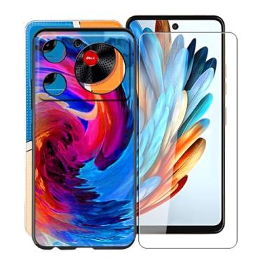 Imagem de KJYFOANI Capa para ZTE Nubia Music Z2353, com [1 película protetora de tela de vidro temperado], capa preta de silicone macio à prova de choque para ZTE Nubia Music Z2353 (6,6 polegadas) - XV44