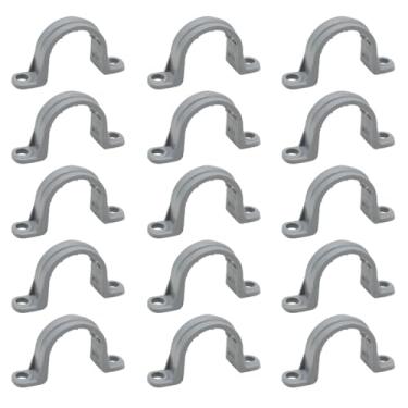Imagem de TOMSHIELE 15 peças de tiras de tubo de PVC, braçadeiras de conduíte de plástico confiáveis de 2 furos para montagem segura e organizada de conduítes de tubos de PVC e cabos certificados pela UL para