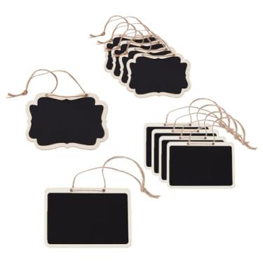 Imagem de DELORIGIN 2 estilos de etiqueta de decantador de ardósia para quadro-negro, 10 peças, mini placas de madeira para quadro-negro, etiquetas personalizadas para decantadores de bebidas com cordão