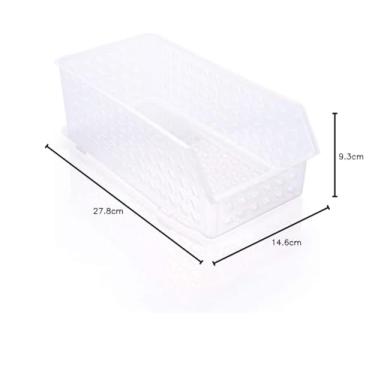 Imagem de Conjunto de Cestas Organizadoras de Plástico Retangulares Empilháveis 6 Peças, Plasútil, Transparente