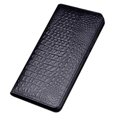 Imagem de POYUFRG Capa luxuosa para Honor Magic 7 Pro/7, capa magnética fina de couro genuíno com estampa de crocodilo, capa flip com suporte, preta, 7
