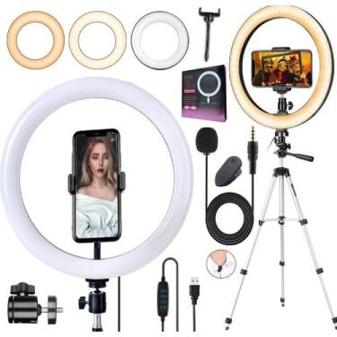 Imagem de Tripé Universal Telescópico Microfone de Lapela Para Celular Luz Ilumi