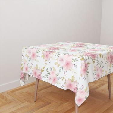 Imagem de Toalha De Mesa Quadrada 4 Lugares Tecido Oxford Rosas TL57 - 140x140cm