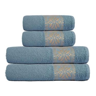 Imagem de Kit Toalha de Banho e Rosto Casal Grande Bordada de Algodão - Bella En