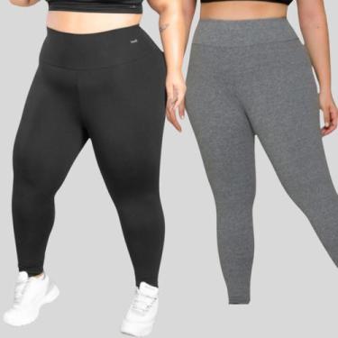 Imagem de Kit 2 Calças Legging Plus Size Suplex Cintura Alta Fitness - Blanco St