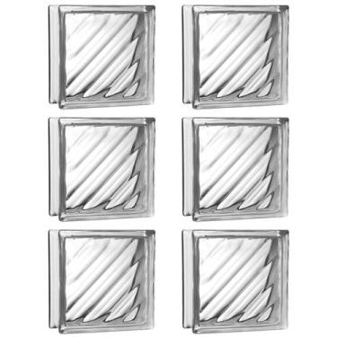 Imagem de Kit 6 Tijolos Bloco De Vidro Ondulado 19x19x8 Tradestar