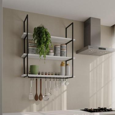 Imagem de Nicho de Parede Londres 95 Cm Preto e Branco - NEW GREEN, BRANCO