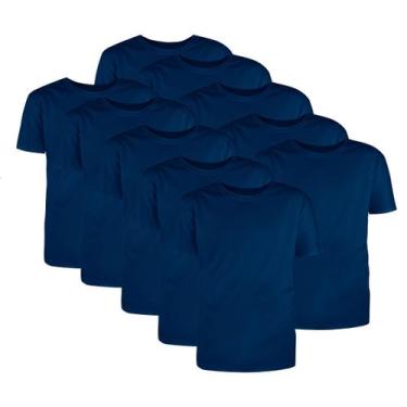 Imagem de Kit com 10 Camisetas Básicas Algodão Marinho Tamanho GG - Mc Clothing