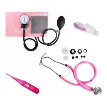 Imagem de Kit Enfermagem Esfigmomanômetro Esteto Garrote Termometro - Premium,  