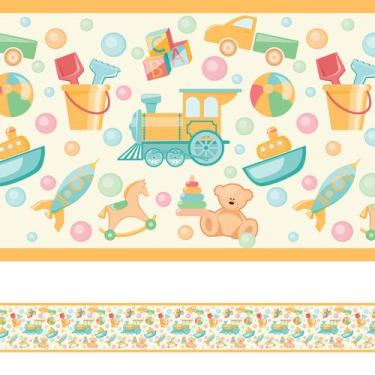 Imagem de Faixa Decorativa Adesiva Infantil Brinquedos 20mx10cm - Quartinhos