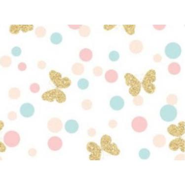 Imagem de Papel de Parede Quarto Infantil Suave e Delicado Menina Dourado Rosa I