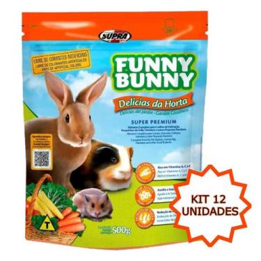 Imagem de Racao coelho e roedores Funny Bunny 500g Kit 12 unidades - SUPRA PETS