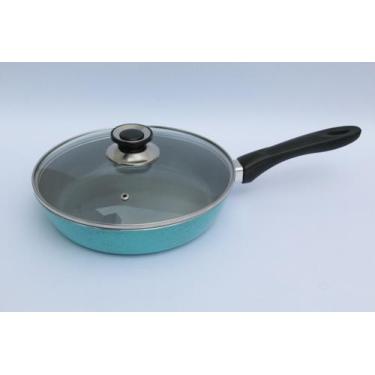 Imagem de Frigideira ceramica 24cm com cabo e tampa de vidro Aluminio fundido Ja