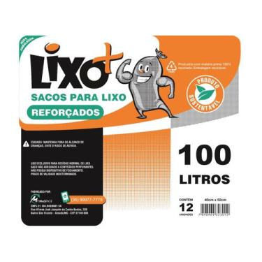 Imagem de Saco de lixo preto reforçado - lixo+ (100 litros)