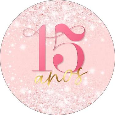 Imagem de Painel De Festa Redondo 1,50x1,50 - 15 Anos Efeito Glitter Rosa 315 - 