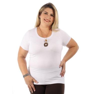 Imagem de Blusa Plus Size Feminina Hit Flame Lisa Manga Curta Branca - ANISTIA, 