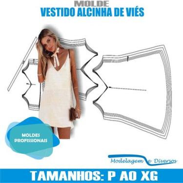 Imagem de Molde Vestido Alçinha Vies, Modelagem&Diversos, Tamanhos P Ao Xg