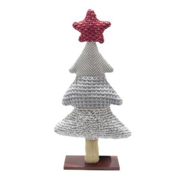 Imagem de Arvore de Natal Decorativa Cinza Com Estrela Vermelha Artigo Artesanal