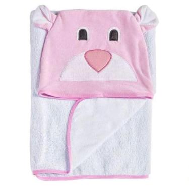 Imagem de Toalha Infantil com Capuz Bichos Ursa Rosa - 01 Peça - Happy Baby