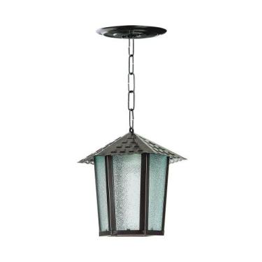 Imagem de Pendente Colonial Blumenau Iluminação Sextavado Vidro Pontilhado, Pret