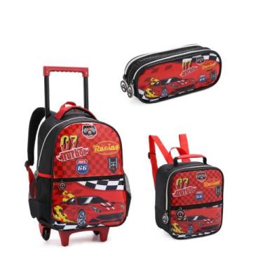 Imagem de Kit Mochila Infantil Rodinha com Lancheira e Estojo - Denlex