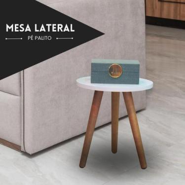 Imagem de Mesinha De Canto Lateral Pé Palito De Madeira - KELAN, BRANCO