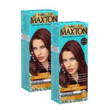 Imagem de Kit 2 Tintura Creme Maxton Vermelho Borgonha 4.66