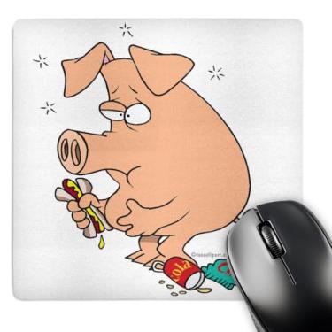 Imagem de 3dRose LLC Mouse pad 20,3 x 20,3 x 0,63 cm, porco de pelúcia engraçado com dor na barriga (mp_104139_1)