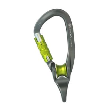 Imagem de Pegciuho Mosquetão de polia de escalada em com trava em forma de D, parafuso de travamento, clipe de liga de alumínio, polia, mosquetão para escalada de