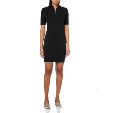 Imagem de HUGO Vestido feminino Nasiia Mockneck canelado, Groselha preta, P