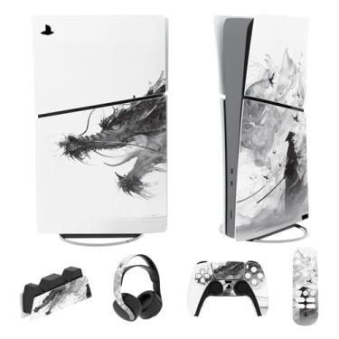 Imagem de PlayVital Conjunto completo de adesivos para ps5 Slim Console Digital Edition (o novo design menor), capa de decalque de vinil para controle ps5 e fone de ouvido, estação de carregamento e controle