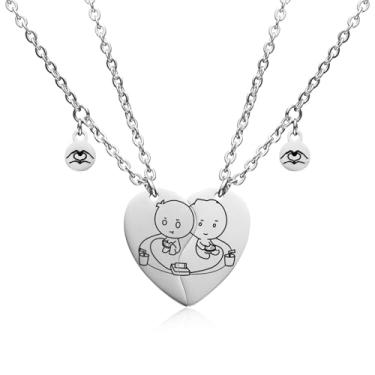 Imagem de Pholidof Conjunto de colar de amizade para 2, presentes de casal para ele e ela, colar com pingente de coração para adolescentes, mulheres, homens, melhor amigo, conjunto com 2 berloques de dia dos