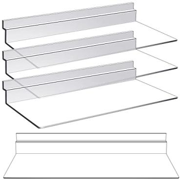 Imagem de 4 prateleiras de slatwall de 25,4 cm para pendurar, acessórios de slatwall, prateleiras de plástico transparentes para parede, lojas de sapatos domésticos, boutiques, suprimentos (pacote com 4)
