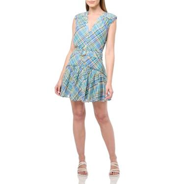 Imagem de Ramy Brook Minivestido feminino com estampa xadrez Sloan, Xadrez de quartzo azul, PP