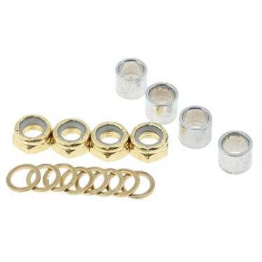 Imagem de CUTICATE Arruelas de velocidade padrão de skate + espaçadores – Kit de reparo de rolamento de skate – Profissional e de alto desempenho – Escolha de cor – Dourado