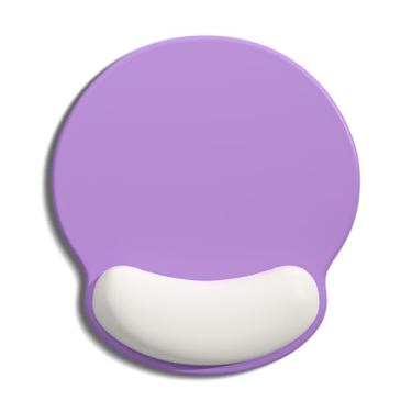 Imagem de Auhoahsil Mouse Pad, mouse pad ergonômico com descanso de pulso, gel para alívio da dor, suporte de pulso para laptop, mousepad com base de poliuretano antiderrapante, mouse pads para mesa, roxo bege