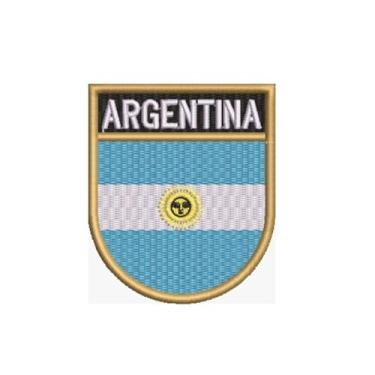 Imagem de BP0032E-011 Bandeira Argentina Patch Bordado 5,7×6,8cm (D) Matriz Para Bordar)