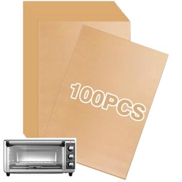 Imagem de Forros de papel Air Fryer, 100 peças, forros de fritadeira a ar de papel pergaminho cru, descartáveis, compatíveis com forno, torradeira de convecção extralarga de 8 fatias BLACK+Decker