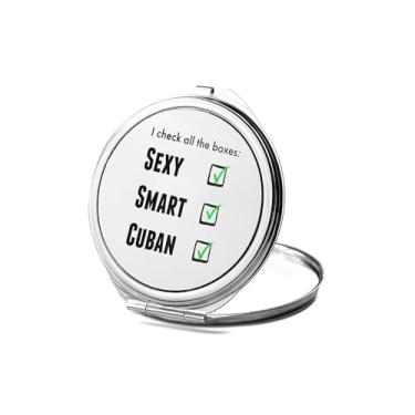 Imagem de SpreadPassion Espelho compacto orgulho cubano, espelho fotográfico orgulho cubano, espelho de maquiagem de viagem pequeno espelho portátil, espelho de bolso portátil, ideia de aniversário (1, redondo)