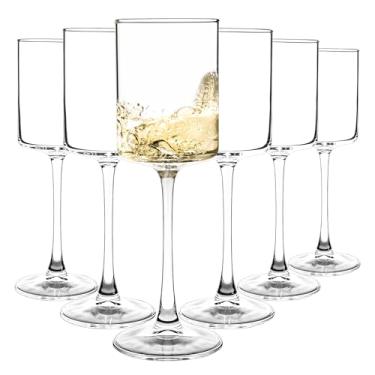 Imagem de Conjunto de 6 taças de vinho quadradas elegantes, taças de vinho tinto multiuso para aniversário, casamento, festa - 270 ml, transparente